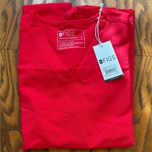 Figs Casma 3 pocket scrub top. In color Pop Red. New with Tags.